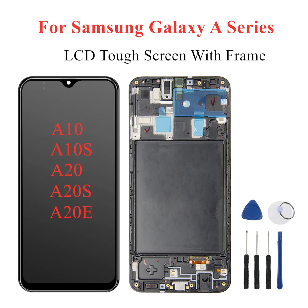 LCD Samsung Galaxy A10 A10S A20 A20S A20E LCD Ekranas Ekrano Pakeitimas skaitmeninis keitiklis komplektuojami Su Rėmo a10 a10S a20 a20S
