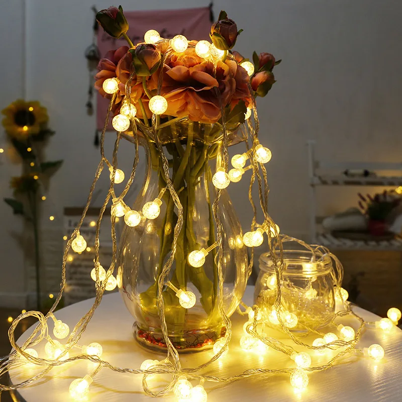 LED pasakų žibintai string bubble ball baterijos energijos vandeniui atostogų apšvietimo Kalėdų vestuves žibintai string