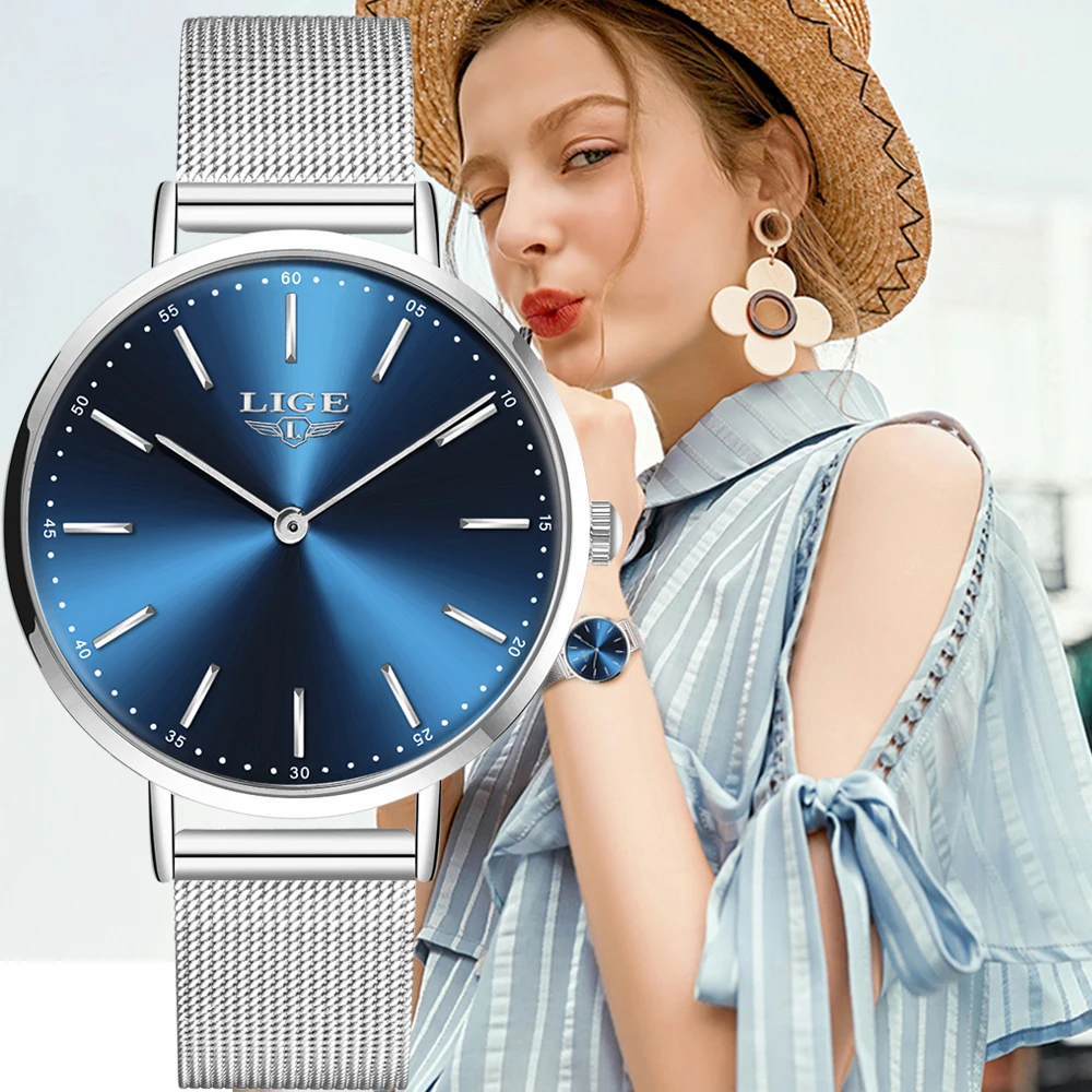 LIGE Prabangos Prekės ženklo Moterų Laikrodžiai Moterims, Madingų Laikrodžių 2020 Kūrybos Paprasta Ponios Žiūrėti Apyrankė atsparus Vandeniui Laikrodis Relogio Feminino