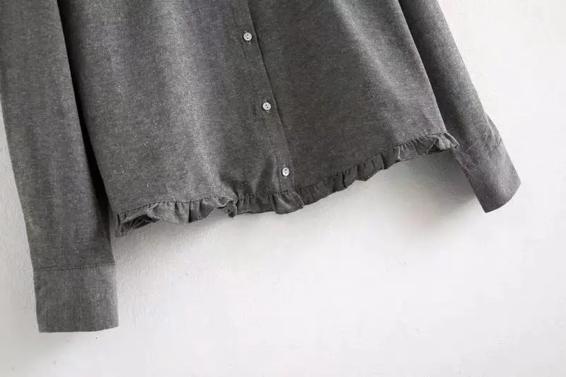 Lanbaiyijia Naujausias Pavasario O-kaklo siuvinėjimo laminuotos Marškinėliai Moterims marškinėliai single-breasted ilgomis rankovėmis Palaidinė Moterims Cuasal Marškinėliai