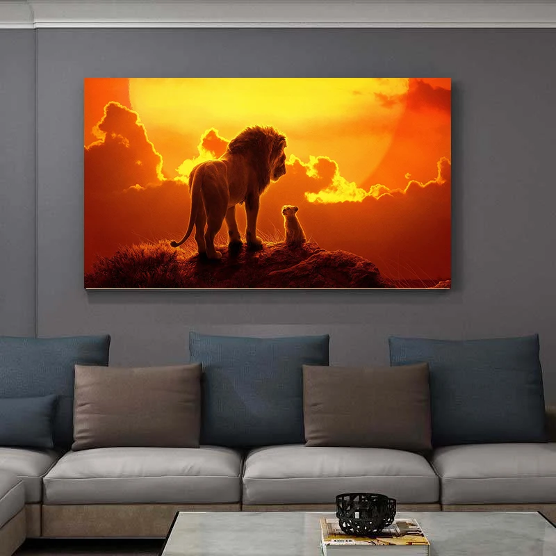 Liūtas Karalius Filmų, Plakatų ir grafikos Sienos Meno Tapybos Drobės Gyvūnų Nuotraukos Sienos Meno Kambarį Namų Dekoro (be Rėmelio)