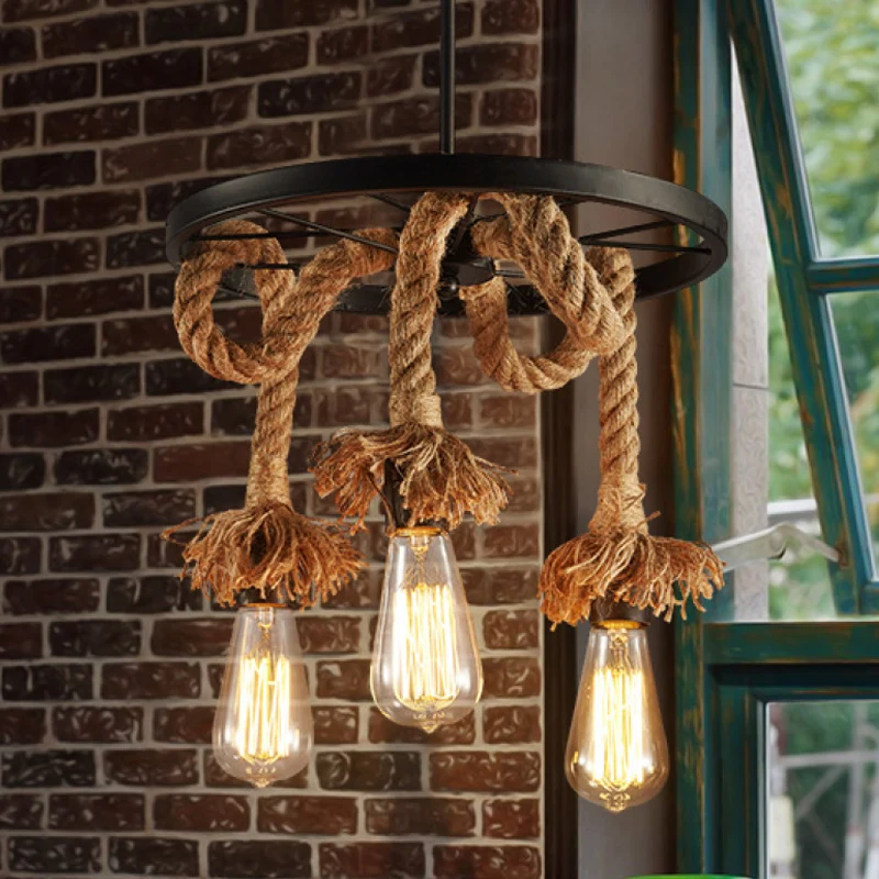 Loft adjustble kanapių virvė liustra derliaus lubų šviesos šviestuvas valgomojo lempa, restoranas, kambarių priedai veltiniams, vilna lempa droplight
