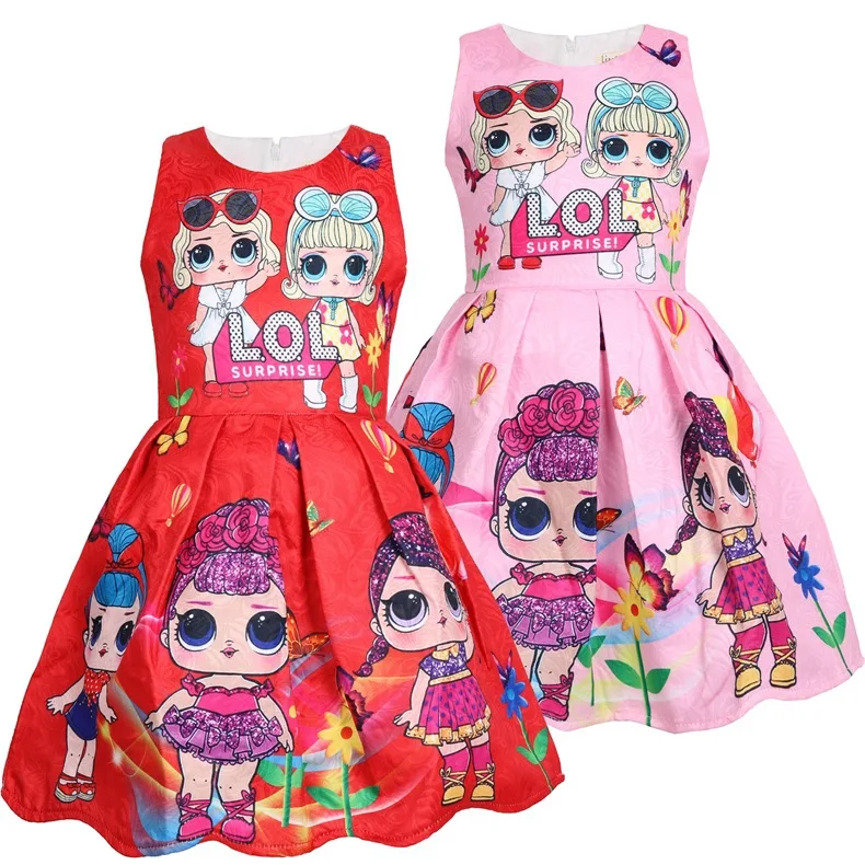 Lol Staigmena Lėlė Baby Mergaitės Vaikams Animacinių filmų Kalėdų Dress-line Rankovių Vaikus, Drabužiai, Suknelės Mergaitėms