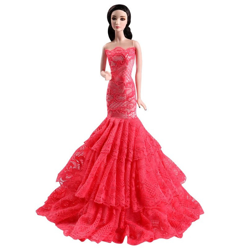 Lėlės Suknelė Princesė Vestuvių Suknelė Undinė Aukštos Kokybės Rankų Darbo, Ilga Uodega Vakare Gown Drabužiai