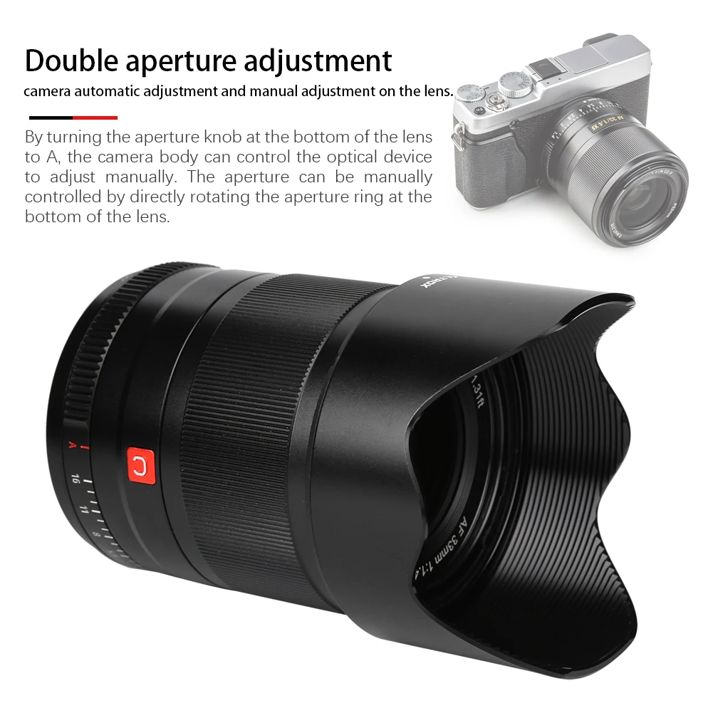 Lęšiai VILTROX 33mm F1.4 Automatinio Fokusavimo Pagrindinis Fiksuoto Židinio Objektyvo Komplektas su Objektyvo Gaubtas, skirtas Fujifilm X-mount Fotoaparatas objektyvo Židinio Objektyvas