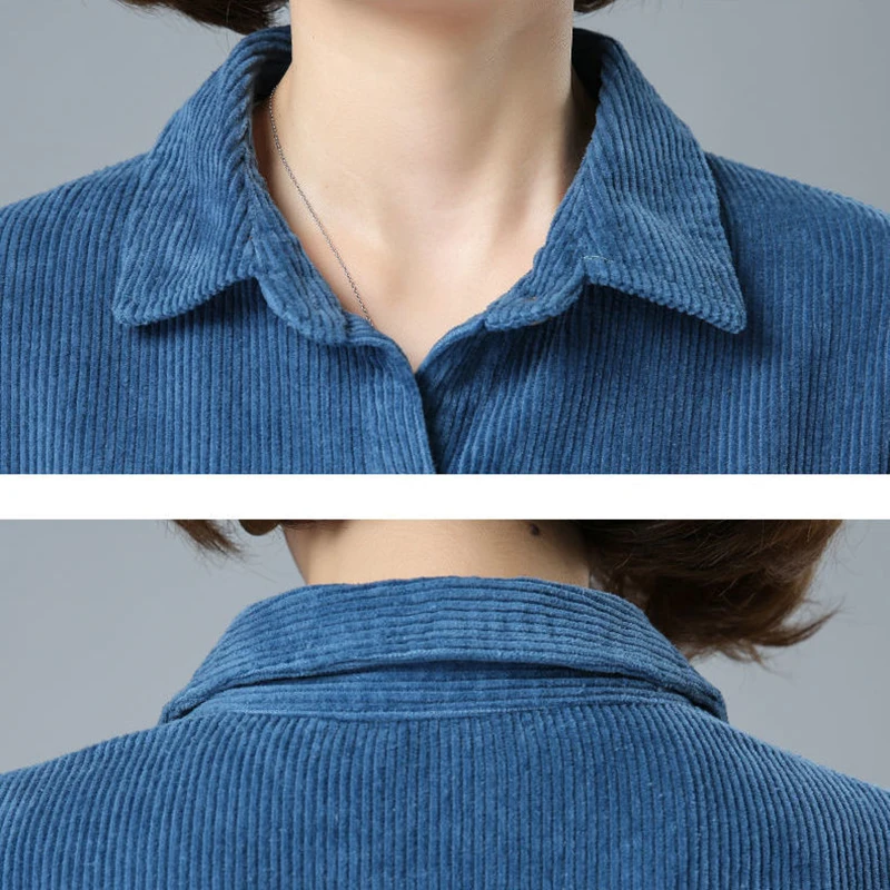 M-4XL plius dydis velvetas viduryje ilgis palaidinė atsitiktinis ilgomis rankovėmis prarasti turn-žemyn apykaklės marškinėliai 2020 m. pavasarį naujas moterų kišenėje viršūnės