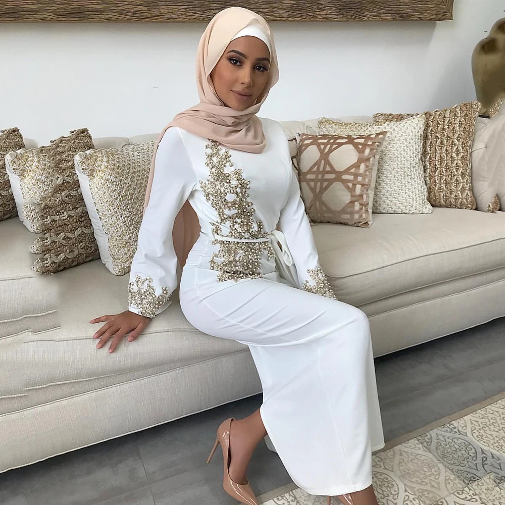 MD Skraiste Musulman Femme Duobute Abaja Dubajus Turkijos Musulmonų Suknelė, Hijab Kaftan Amerikos Islamo Drabužių Mados Mergaičių Suknelės, Šaliai