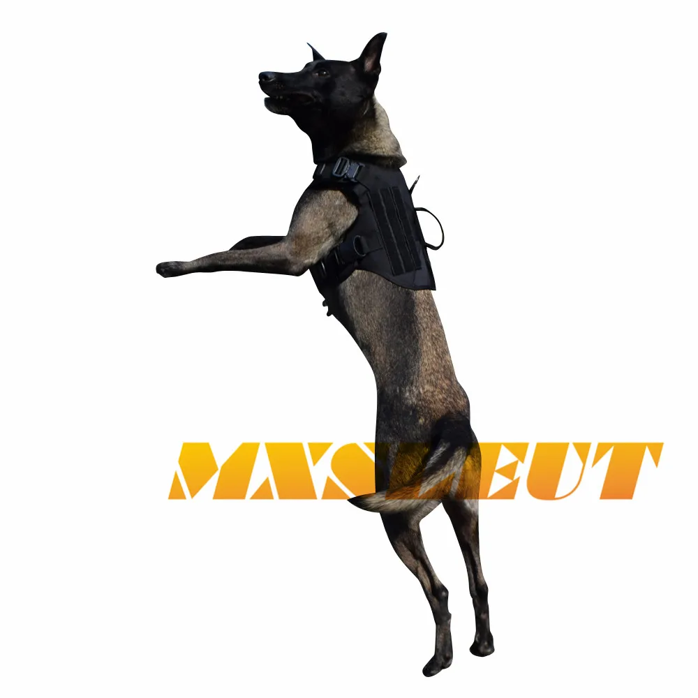 MXSLEUT Taktinis šunį vest Rankena Viduryje K9 diržai reguliuojamo dydžio karinės šunų Mokymo Medžioklės Molle Šunį Vest Diržas