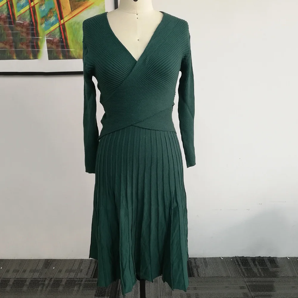 Mados Dizaineris Plisuotos Megzti Suknelė Elegantiškas Moterų Megztinis Žiemą Suknelės Puloveriai Juoda Ilgomis Rankovėmis Rudenį Midi Vestido 2019