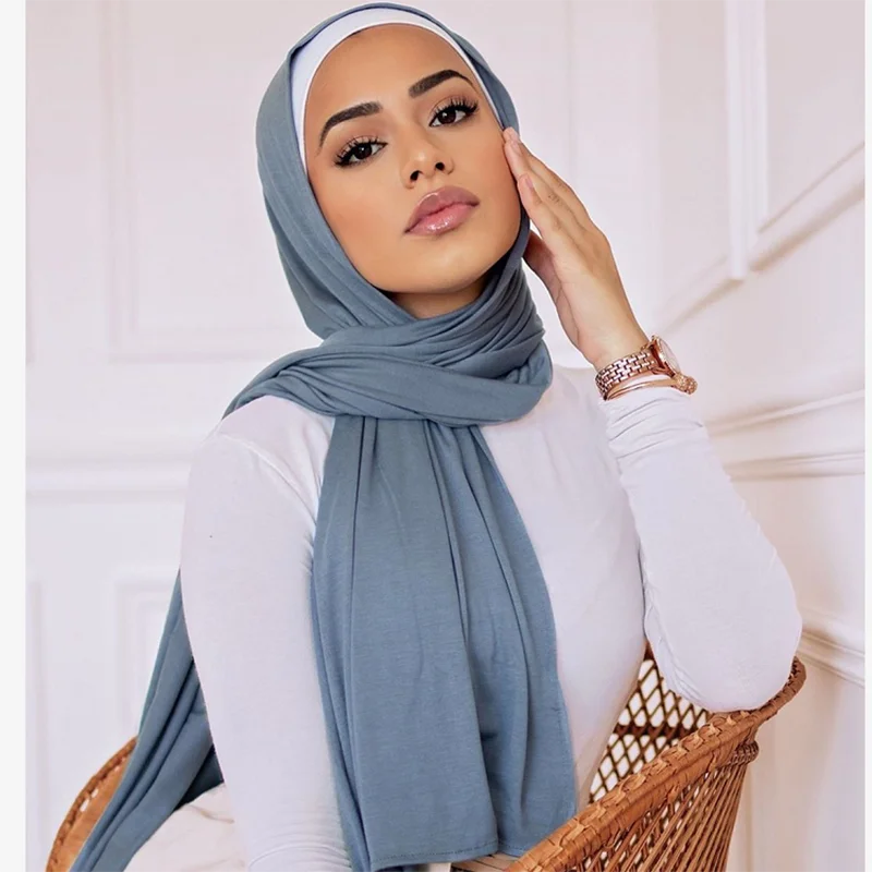 Mados Modalinio ir Medvilnės Jersey Hijab Šalikas Moterims Musulmonų Skara Paprastas Minkštas Galvos Turbaną Apsiaustas Islamo Afrikos Lankelis 170x60cm