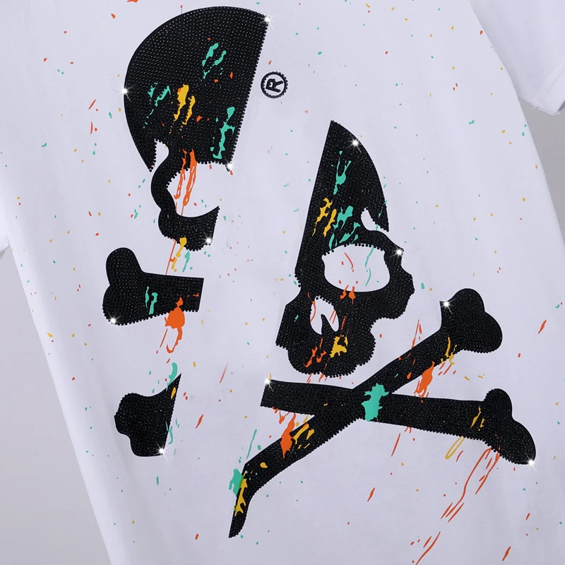 Mados Vyrų marškinėliai trumpomis Rankovėmis 3D Atspausdintas Diamond T-shirt Vyrai Moterys Plein Kaukolė Sporto Viršūnės Streetwear Fitneso Sporto