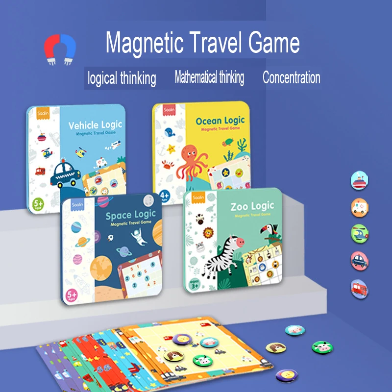Magnetinio Kelionių Žaidimas Sudoku Dėlionė Ūkis/Ocean/SPace/Transporto priemonės/Zoo Loginis stalo Žaidimas, kopėčios mokymo loginį mąstymą žaislas 3Y+