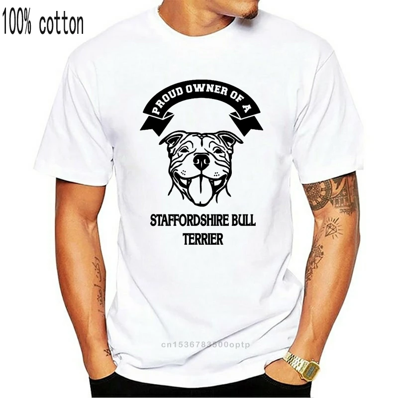 Marškinėliai Spausdinimo Kompanija Trumpas Vyrų Naujas Stilius Įgulos Kaklo Didžiuotis Savininkas Staffordshire Bull Terjeras Staffy Mylėtojas