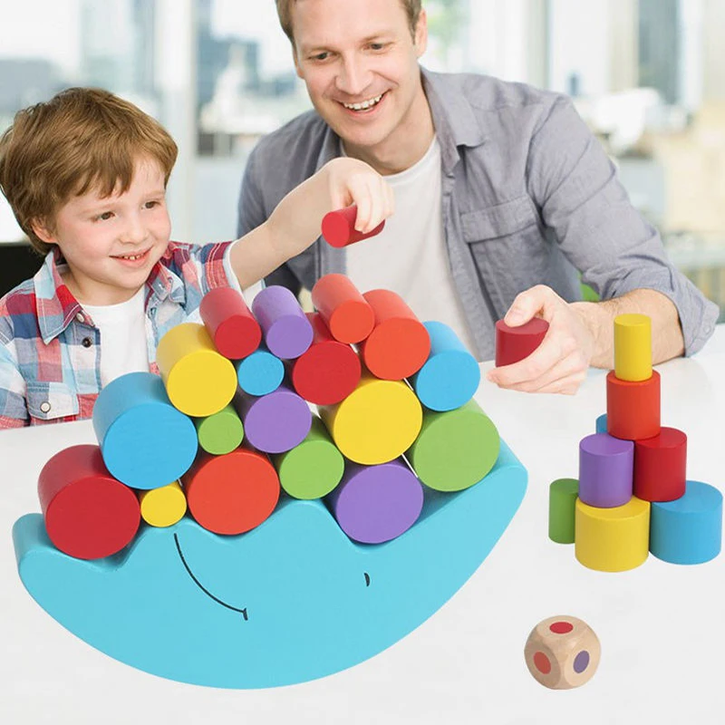 Medinis Žaislas Mėnulio Šviesos Balansas Žaidimas Mediniai Blokai Vaikų Švietimo Žaislai, Spalvinga Kamino Bokštas Kūdikių Montessori Žaislai Naujas