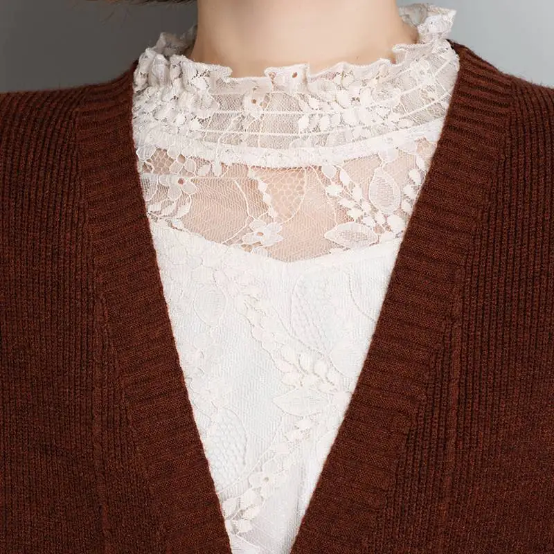 Megzti megztinis moterų vidutinio ir ilgo 2020 naujas stilius su laisvi korėjos užsienio stiliaus rudens ir žiemos skara megztinis kailis