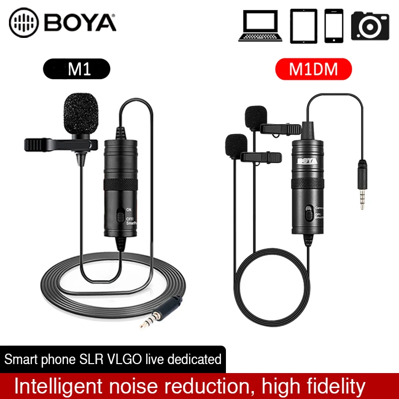 Mikrofonas BOYA BY-M1DM 6m Clip-on Lavalier Mini Garso Įrašo Kondensatoriaus Atvartas, Mic, 
