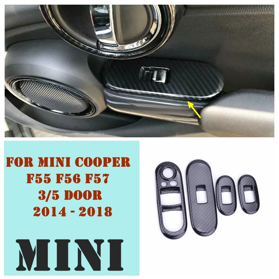 Mini Cooper F55 F56 F57 - 2017 2018 Anglies Pluošto Vidinį Automobilio Duris Porankiu Langų Pakėlimo Mygtuką, Liejimo Padengti Rinkinys Apdaila