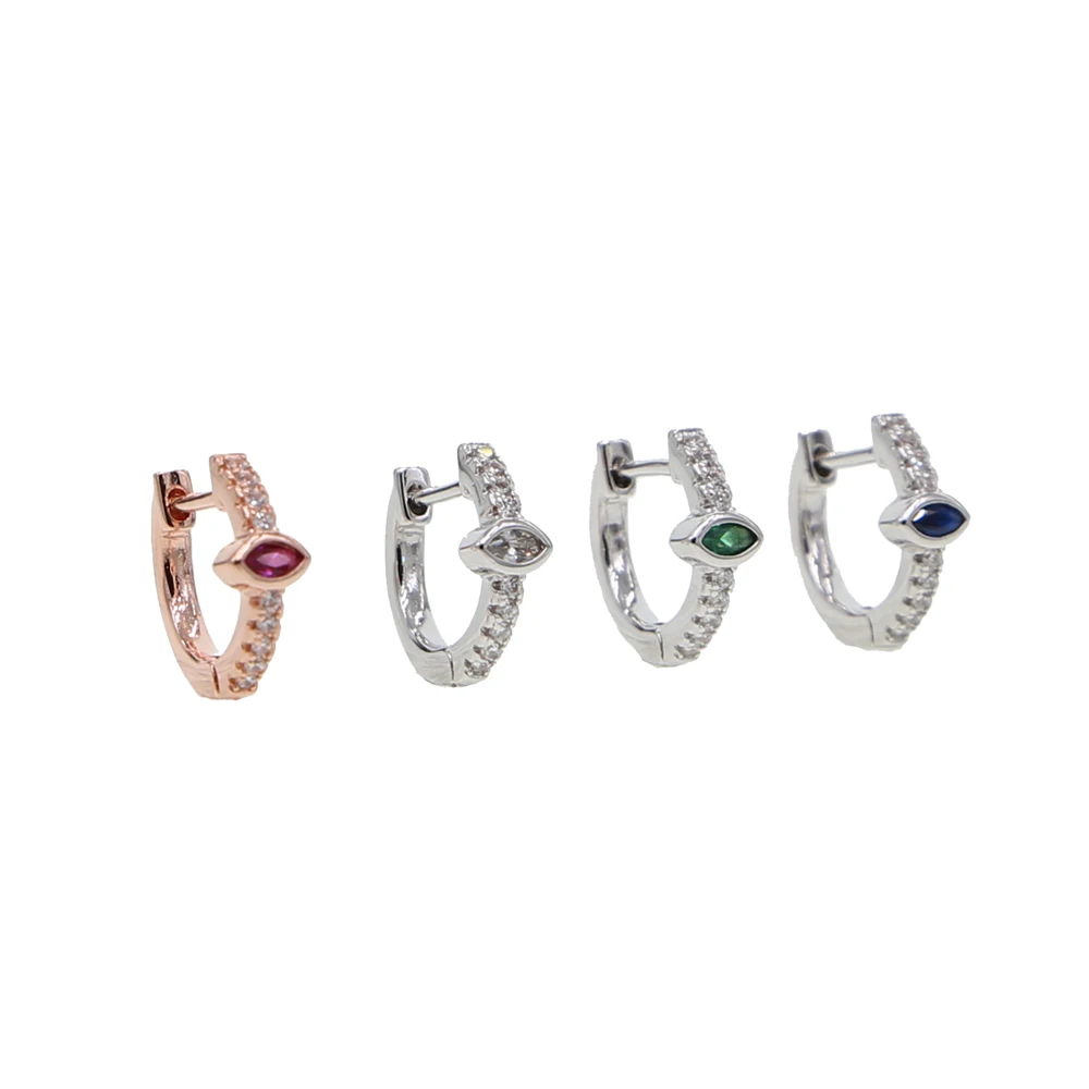 Minimalus minimalistinė geometrinių paprasta maža maža huggie birthstone žiedai spalvingi moterų subtilus cz auskarai