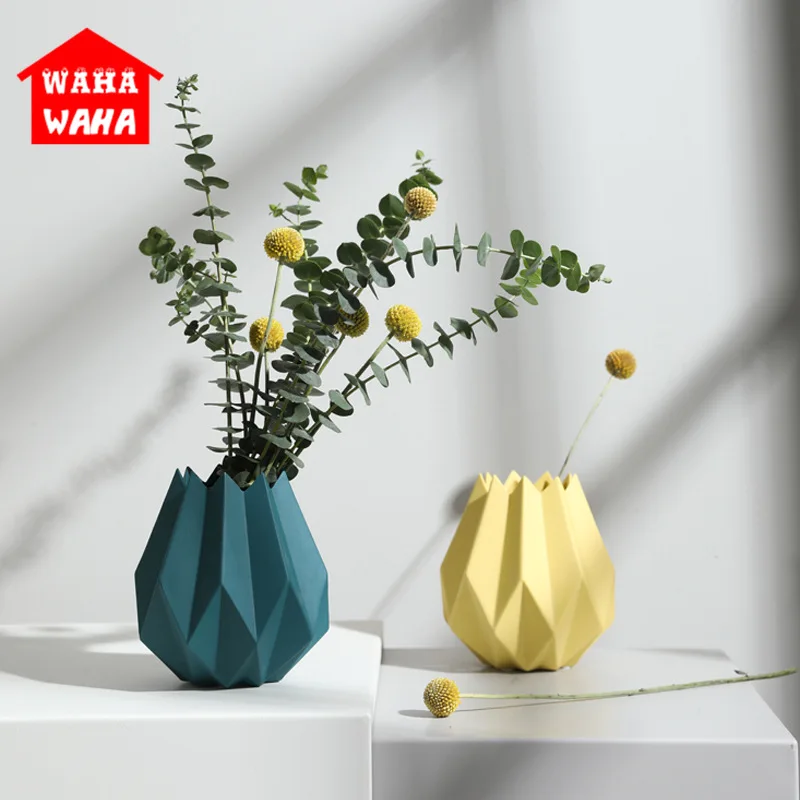 Modernus Minimalistinis Keramikos Origami Vaza Mini Vazos Gėlių Vazonas Vaza Darbalaukio Stalo Vaza Vestuvių Dekoro ir Namų Dekoro Priedai