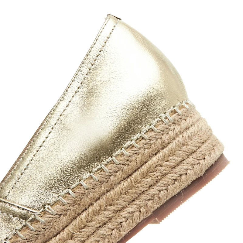 Moterų natūralios odos auksas, sidabras kanapių apačioje slip-on butai mokasīni, prekės ženklo dizaineris platforma butai mokasinai espadrilles batai