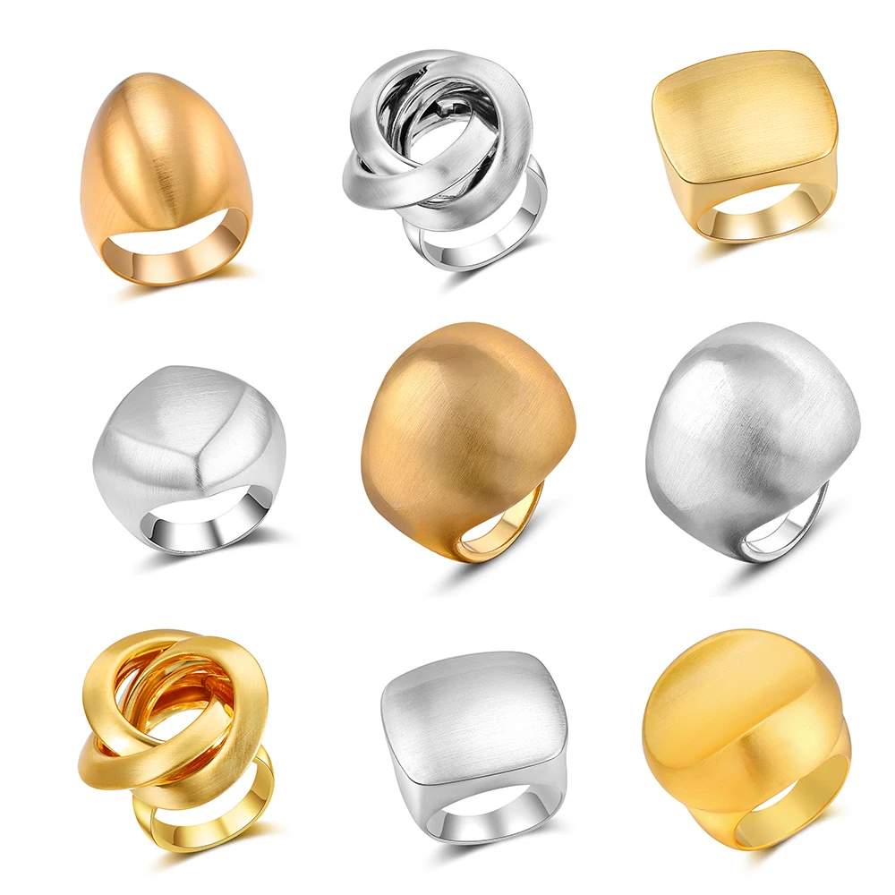 Mytys Sumaišykite Aukso Surinkimo Žiedai, Aukso ir Sidabro Spalva, Žalvario Žiedus Moterims Big Pareiškimą Metaliniai Žiedai