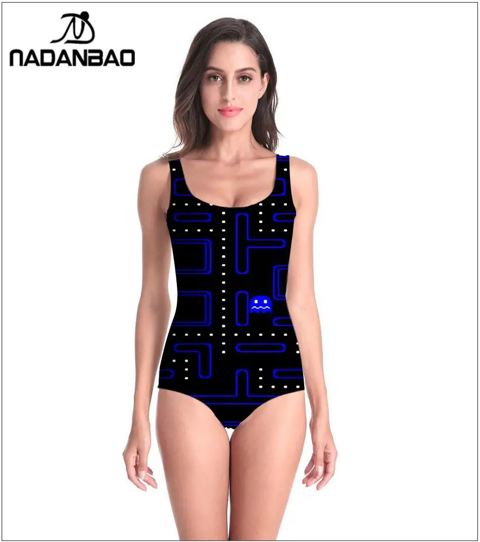 NADANBAO 2021 PAC-MAN spausdinami moterų maudymosi kostiumėlį, seksualus vientisi maudymosi kostiumėliai