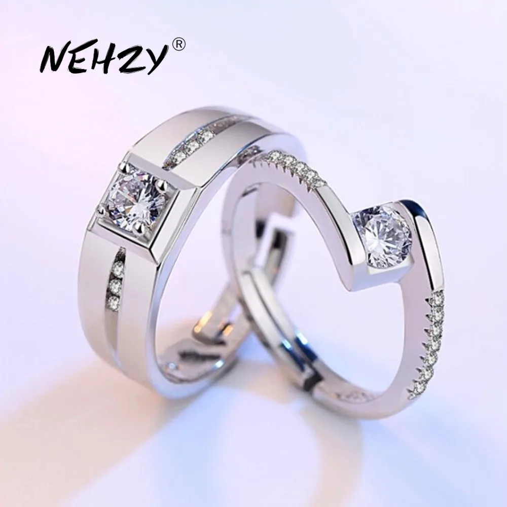 NEHZY 925 sterlingas sidabro naujų papuošalų mados pora žiedas kubinių zirconia sužadėtuvių vestuvės dovana moters vyras atviras žiedas