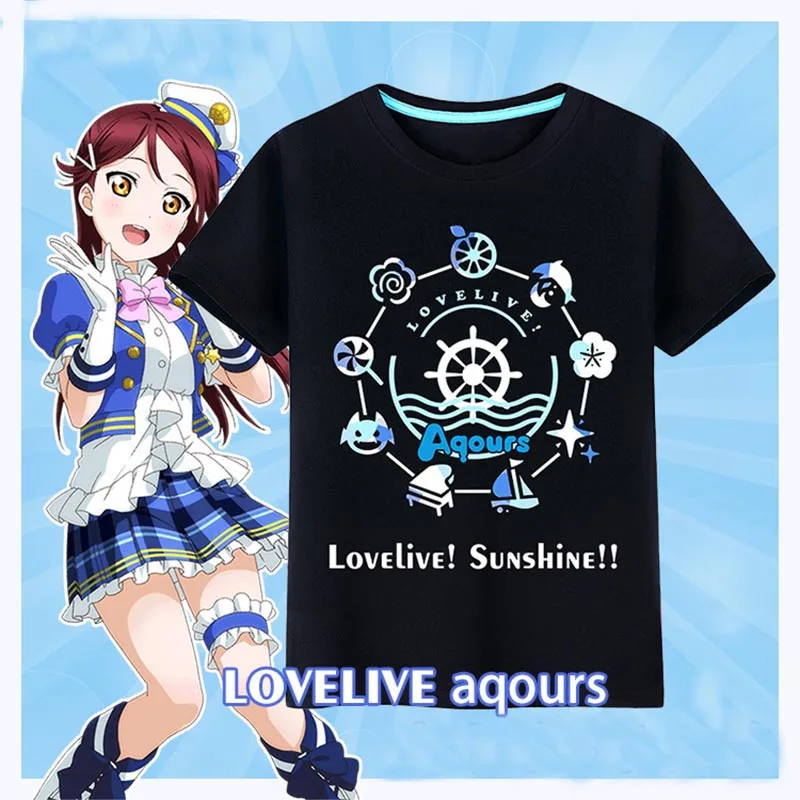 Nauja MEILĖ GYVENA Aqours T-shirt Anime LoveLive Saulės Vyrų marškinėliai Medvilnės Vasarą Laisvi moterų Tees viršūnės