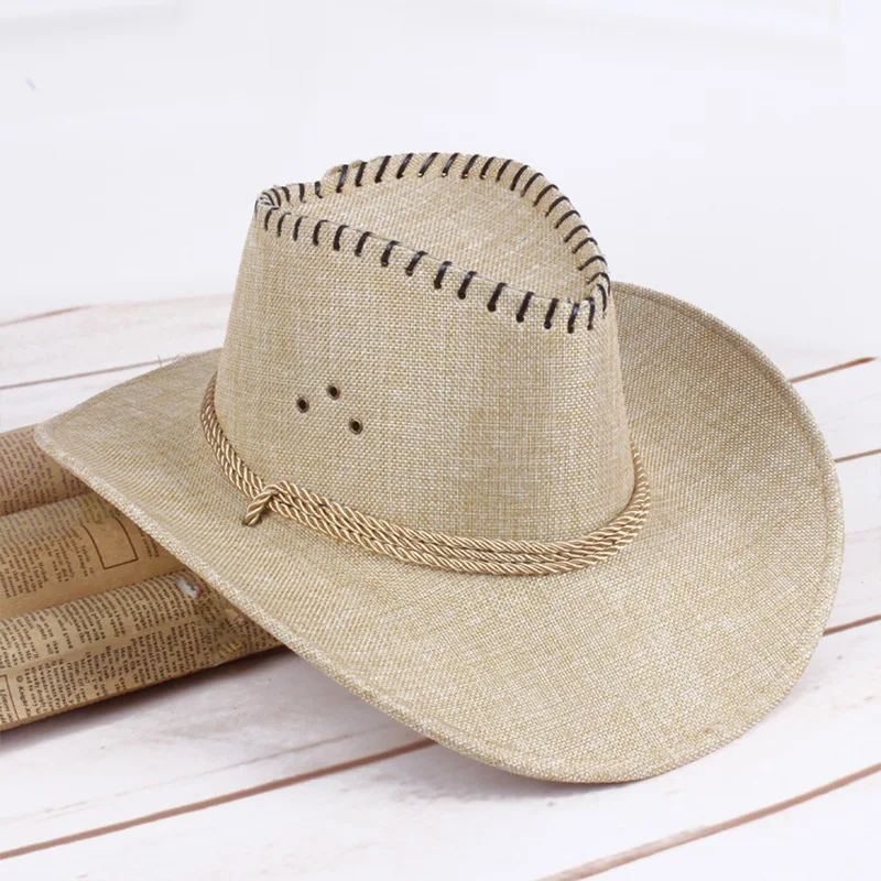 Nauja vasaros vyrų saulės skrybėlę kaubojaus skrybėlę nacionalinės vėjas skrybėlę kelionės paplūdimio skrybėlę užsienio prekybos