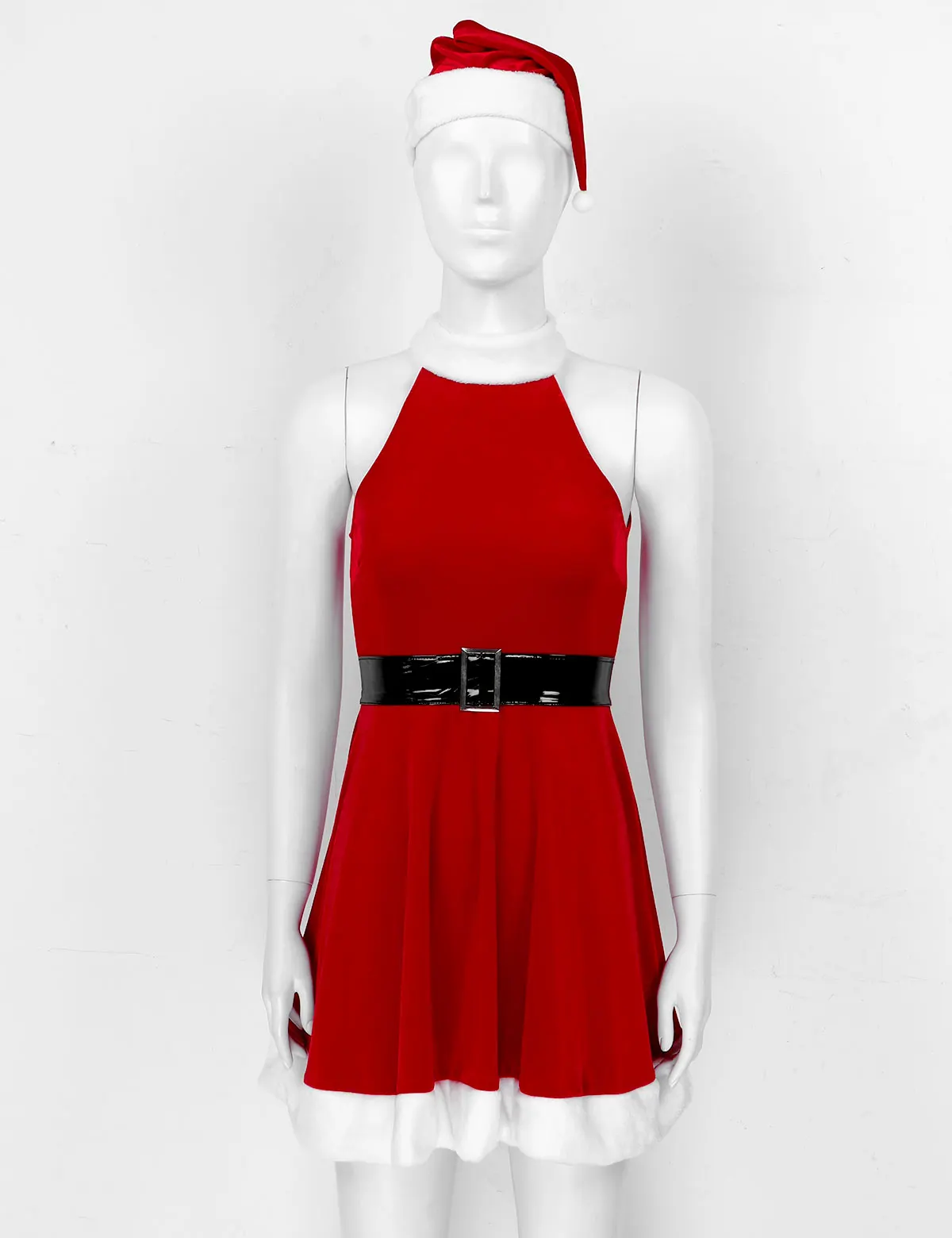 Naujas Kalėdų Suknelės, Moteriški Suaugusiųjų Kalėdos Santa Kostiumas Seksualus Cosplay Kalėdų Aksomo Suknelė Fancy Dress Šalies Aprangą su Skrybėlę Diržas