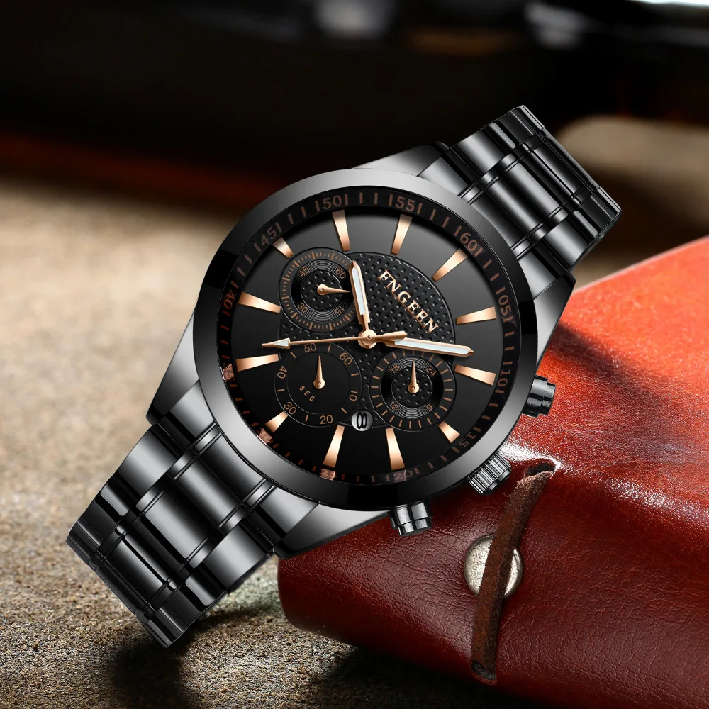 Naujas Mens Watch FNGEEN Sporto Kvarcinis Laikrodis Vyrų Laikrodis Metalo Elegantiškas Laikrodis atsparus Vandeniui Relogio Masculino Hodinky reloj sa