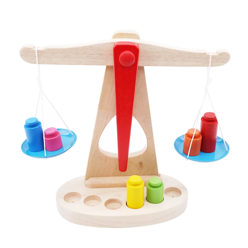 Naujas Montessori Švietimo Žaislas, Mažų Medinių Naujos Pusiausvyros Skalės Žaislas Su 6 Svoriai Vaikams Baby