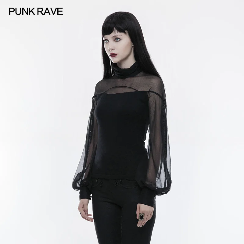 Naujas Punk Rave Atsitiktinis Medvilnės Tuščiaviduriai Iš Perspektyvos Viktorijos Black, Gothic Sexy Moterys T-Shirt WT492