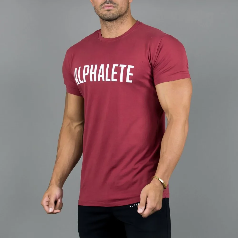 Naujas Vyrų T-shirt 2019 ALPHALETE T-shirtGyms Print T-shirt mens Kultūrizmo Trumpas Rankovės Marškinėliai Vyrų 95%medvilnės drabužių Prekės ženklas