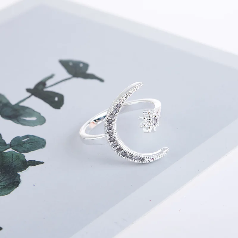 Naujas mados juvelyrikos ponios Pusmėnulio žiedas kūrybos perdėta atidarymo sužadėtuvių žiedas vestuvės žiedas
