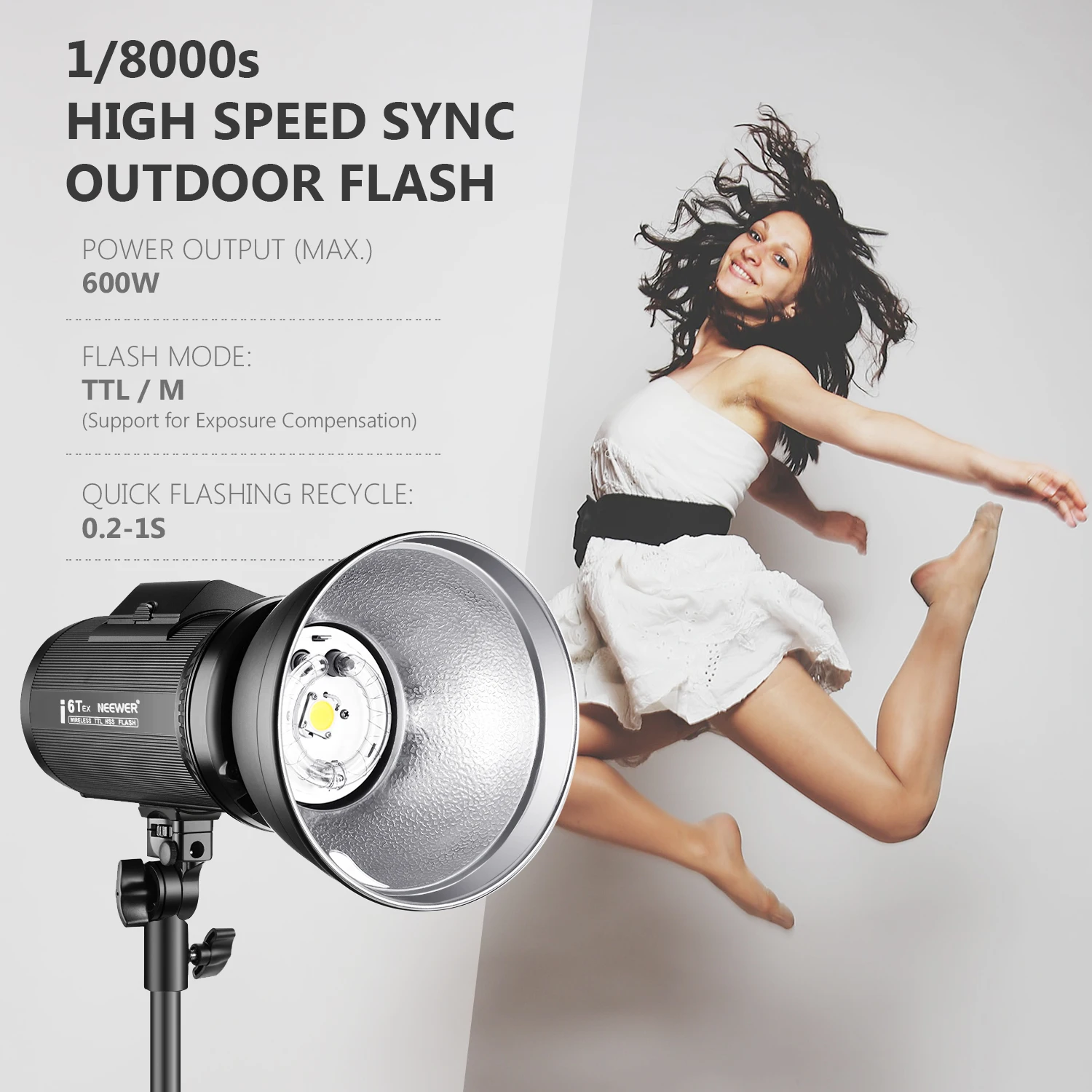 Neewer i6T EX 600W 2.4 G TTL Studija Strobe 1/8000 HSS Flash Monolight Suderinama su 