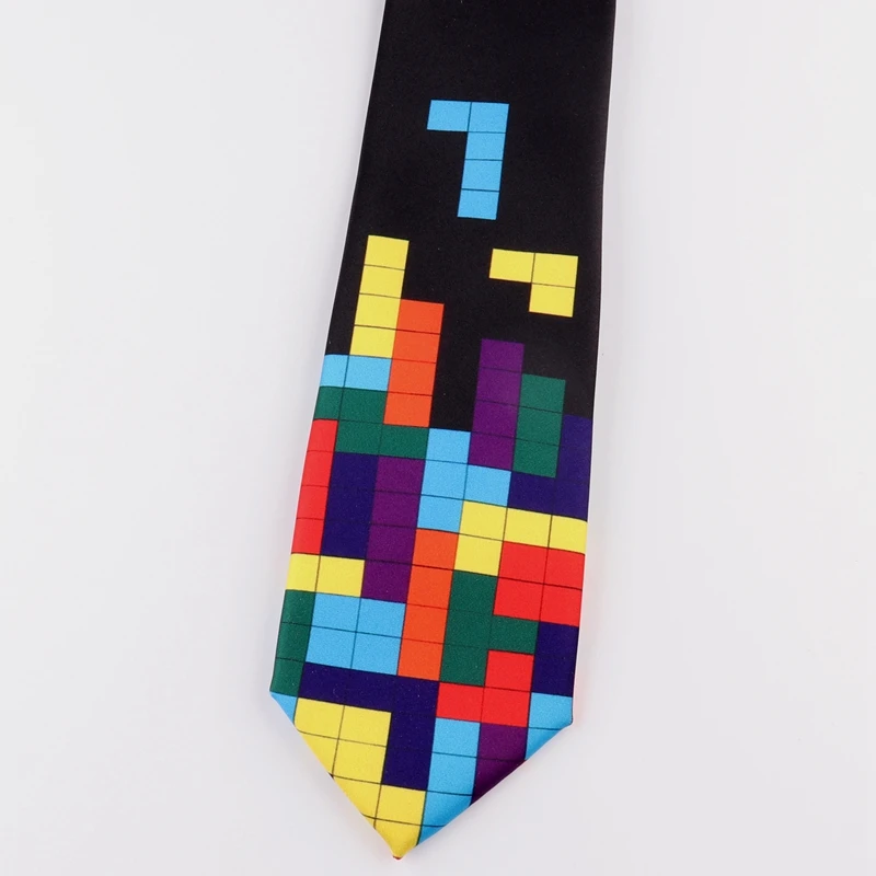 Nemokamas Pristatymas vyrų vyrų mados atsitiktinis Mados tetris korėjos atsitiktinis, madinga asmenybės studentų spausdinimo įdomus 7CM kaklaraištis necktie