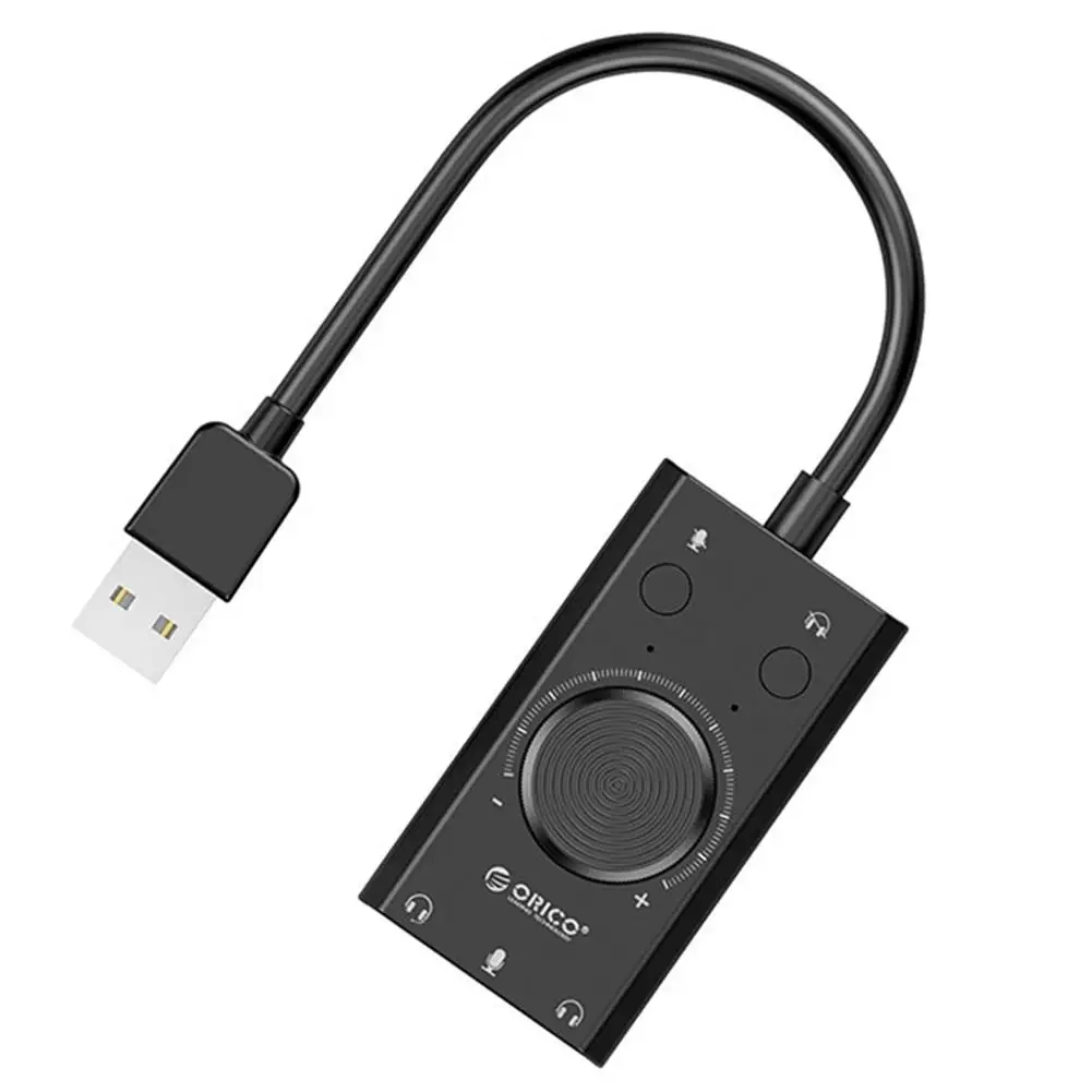 ORICO SC2 Išorinė USB Garso plokštė Garsas Reguliuojamas 3-Port Mic Ausinės Garso Kortelės Adapteris, skirtas Windows, Mac OS, Linux PC