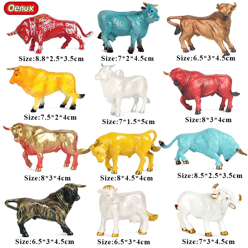 Oenux Spalvinga Ūkių Pieno Karvė Gyvūnų Figūrėlių, Galvijų, Veršelių Statulėlės Pvc Mielas Modelio Miniatiūra Švietimo Žaislai Vaikas Dovana