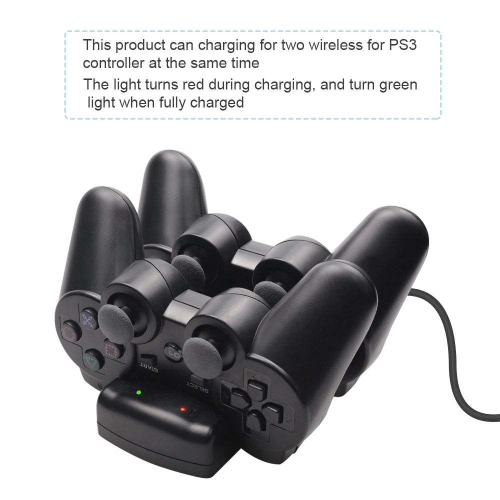 PS3 Dual Įkroviklis Dock Station USB Kabelį Maitinamas Įkrovimo Stovas skirtas Sony PlayStation 3 PS3 Valdiklis Gamepad