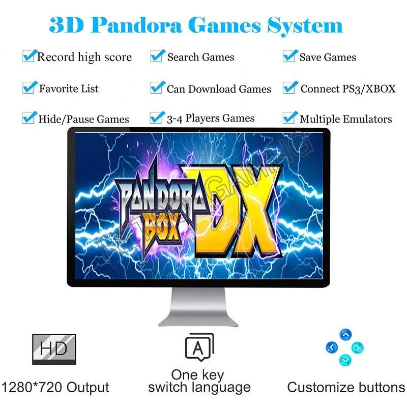 Pandora Box DX 3000 1 arcade konsolė 2/4 Žaidėjų Gamepad Kreiptuką Valdytojas Vaizdo WIFI Internetu Atsisiųsti Žaidimus savo Užsakymą Lipdukas
