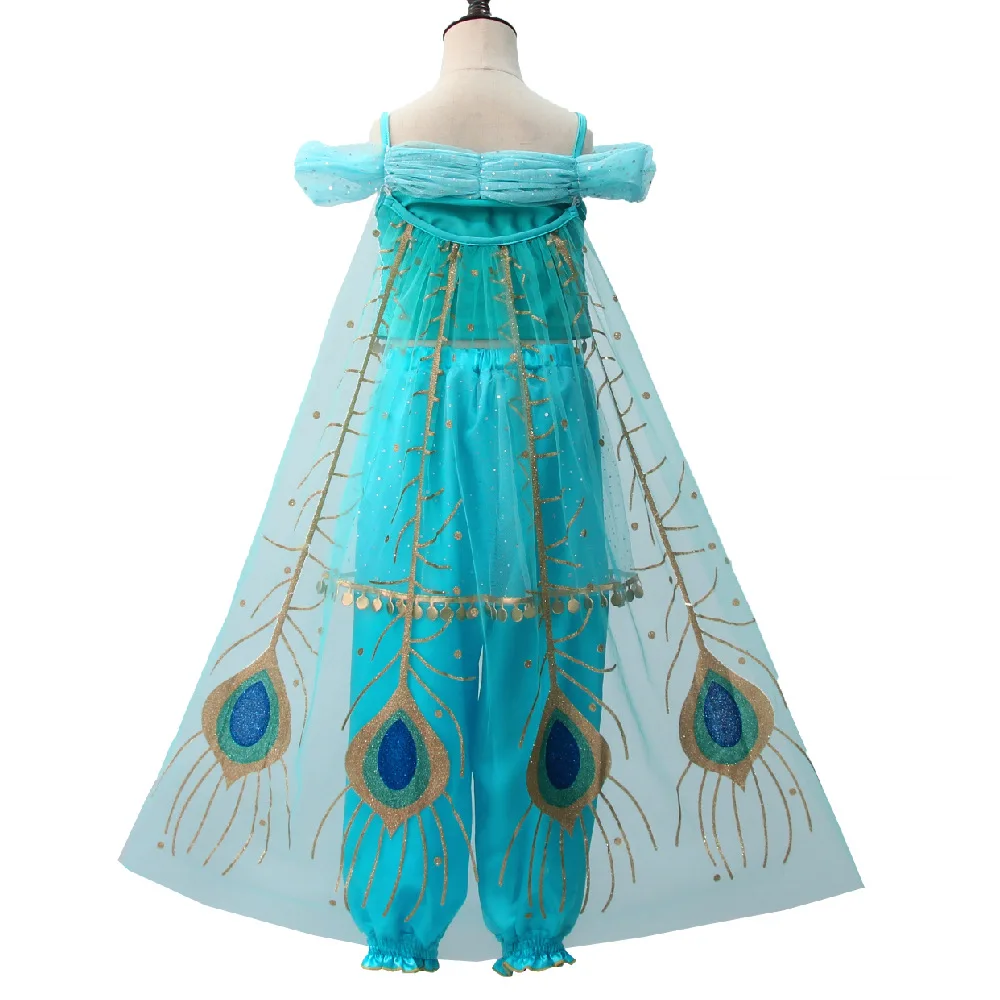 Princesė Jasmine Cosplay Kostiumas Mergaitėms Vaikas Vasaros Šokių Suknelė Aladdin ' s Žibinto Magija Cosplay Kostiumų Kalėdų Veiklos Kostiumas