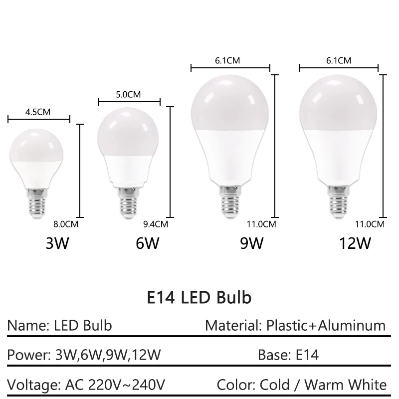 Pritemdomi LED E27 E14 Lemputės, Lempos, 220V DC12V Aukšto Ryškumo Šviesos Lemputė 24W 20W 18W 15W 12W 9W 5W 3W LED E14 Šiltai Balta Šalta Balta