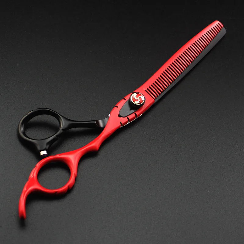 Profesinės japonija 440c plieno, 7 colių raudona sumažinti plaukų žirklės pjovimo kirpykla makas kirpimas retinimo žirklės, plaukų kirpimo žirklės