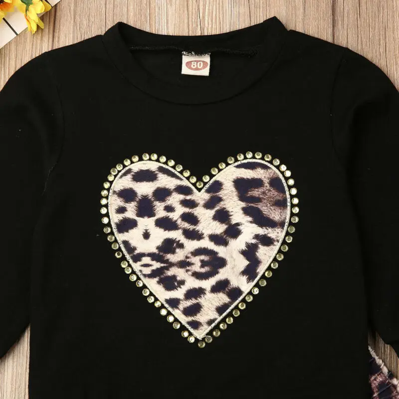 Pudcoco JAV Mados Bamblys Vaikas Baby Girl Leopard Drabužių Nustatyti Rudenį Long Sleeve T-shirt Megztinis Kelnės Apranga Nustatyti Tracksuit