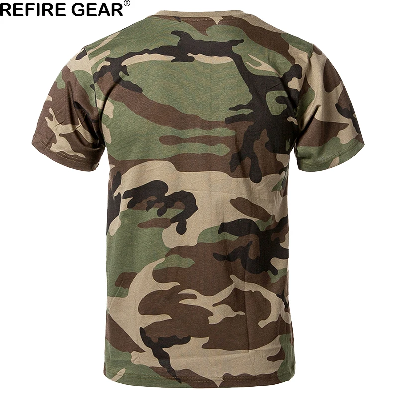 Refire Pavarų Lauko Quick Dry T Marškinėliai Vyrams Medvilnės Kamufliažas Dažasvydis Medžioklės Marškinėliai Kvėpuojantis Karinis Taktinis Camo T-Shirt