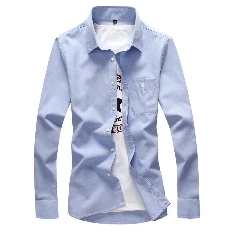 Rudens mados vyriški Oksfordo Tekstilės vientisos spalvos marškinėliai, tendencija Slim verslo atsitiktinis įrankiai marškinių dydį, long sleeve top S-5XL