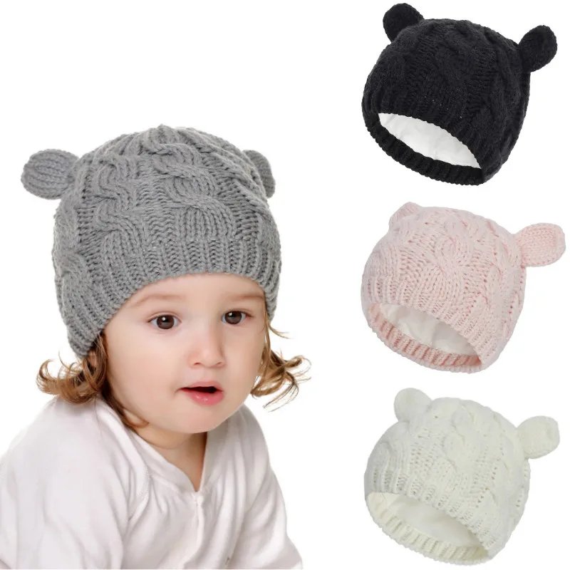 Rudenį ir žiemą, vaikų megzta kepurė berniukams ir mergaitėms vilnos skrybėlę 2021 naujas kūdikio vaisiaus bžūp mažų ausų baby girl skrybėlę