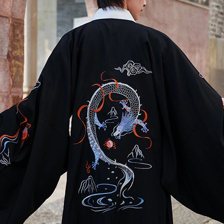 Samurajus Vyras Kimono Nustatyti Dragon Spausdinti Harajuku Senovės Derliaus Vyrams Tradicinių Japonų Drabužių Rinkinys Kinijos Hanfu Veiklos