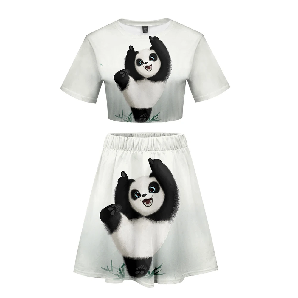 Sijonas ir Top Set Spausdinti Moteris, Dviejų dalių Komplektas Pasėlių Viršuje+sijonas Madinga, Tinka Drabužių Streetwear Mados 2020 Juokinga Panda